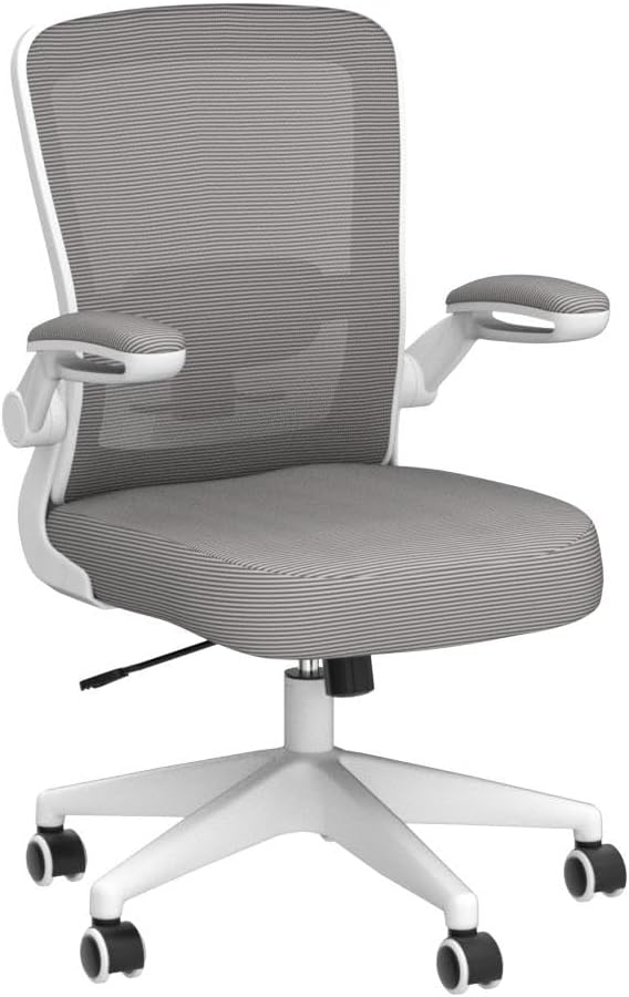 FelixKing Office Chair, Ergonomic Desk Chair Breathable Mesh Chairs with Adjustable High Back Lumbar Support Flip-up Armrests, Executive Swivel Comfy Task Computer Chairs for Home Office Gray-DeskLoop Office