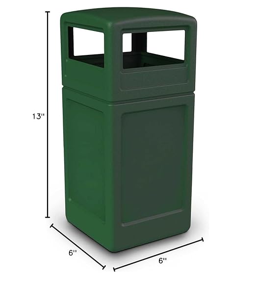 Commercial Zone-73295399 PolyTec 42 Gallon Square Waste Container with Dome Lid Color: Green-DeskLoop Office