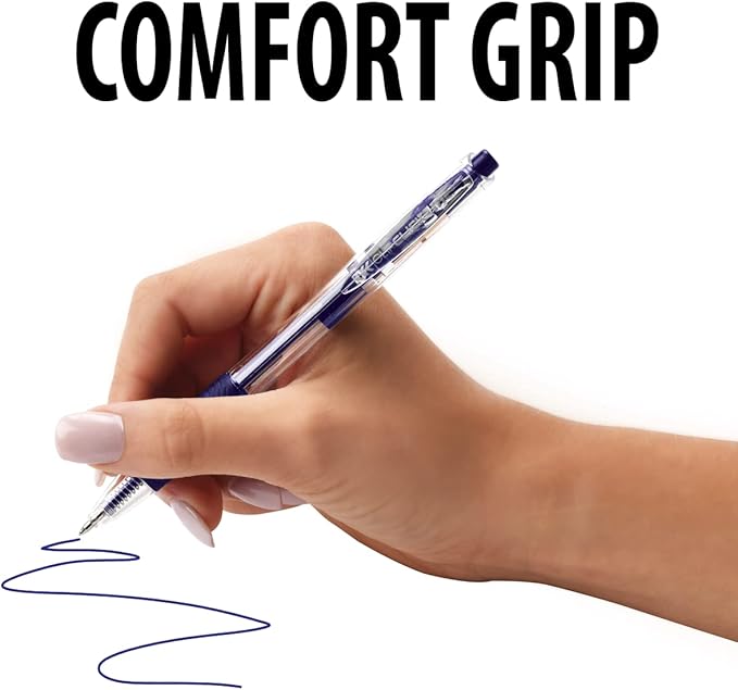 Inc. ClipClicks Retractable Ballpoint Pens - Bulk 1.0-mm Medium-Point Pen Set With Comfort Grip for School, Office, Writing, and Journaling, 50 Count, Blue-DeskLoop Office