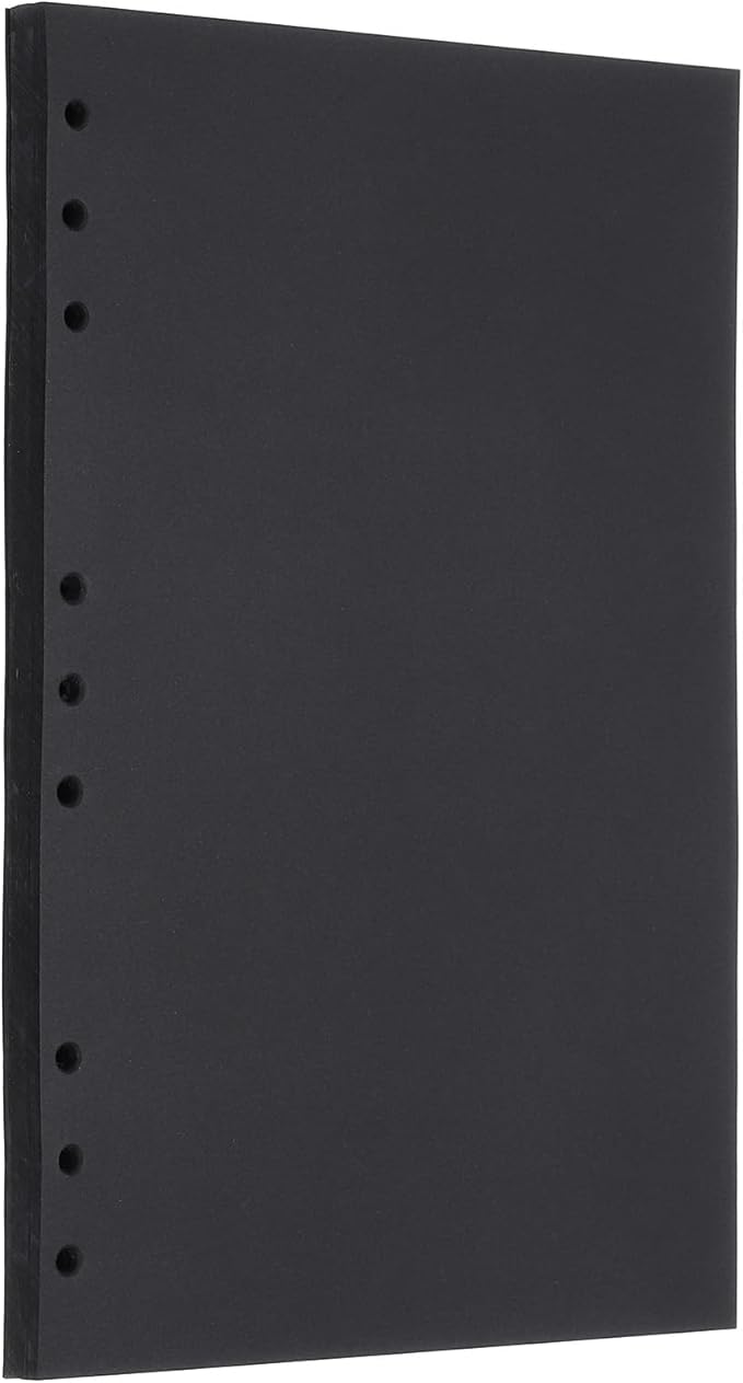 PATIKIL B5 Refill Paper, Unlined Blank Kraft Paper Refillable 9 Hole Filler Inserts Loose Leaf Paper for 9 Ring Binder, 80 Sheets/160 Pages, Black-DeskLoop Office