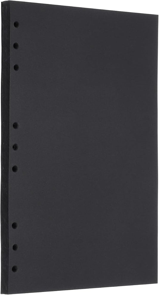 PATIKIL B5 Refill Paper, Unlined Blank Kraft Paper Refillable 9 Hole Filler Inserts Loose Leaf Paper for 9 Ring Binder, 80 Sheets/160 Pages, Black-DeskLoop Office
