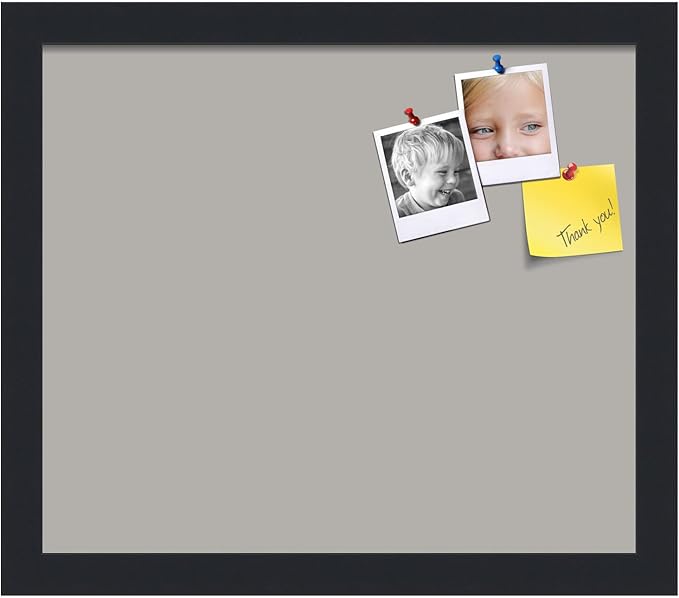 PinPix 14x12 Inch Cork Bulletin Board. This Decorative Framed Pin Board Comes with Dark Stone Design and a Satin Black Frame. Ideal for Home Office Decor or Message Board (PinPix-1808)-DeskLoop Office