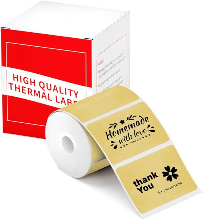 Square Thermal Label Compatible with M100/M110/M120/M260/M220/M150, 1.57'' x 1.18'' (40 x 30 mm), Sticker Thermal Labels for Logo/Thank You Label/Small Business/,230Pcs/Roll-DeskLoop Office