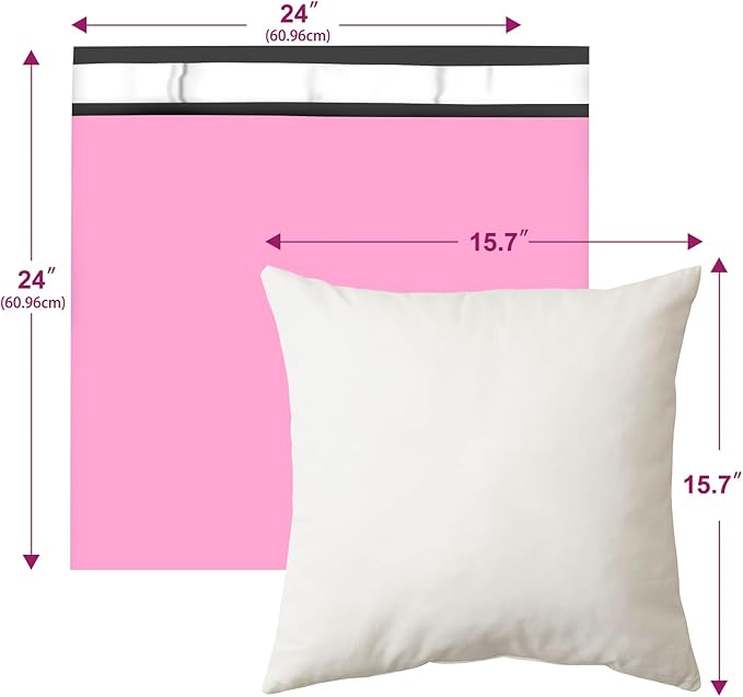 Large Poly Mailers 24x24 Inch 50 Pcs, Extra Large Shipping Bags for Clothing with Self-Sealing Tear-Resistant, Waterproof Poly Bags, Mailing Envelopes for Small Business (Pink)-DeskLoop Office