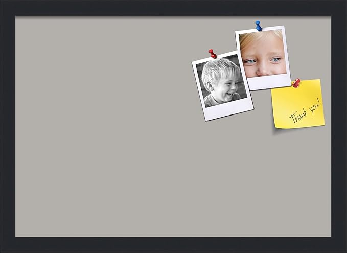 PinPix 20x14 Inch Cork Bulletin Board. This Decorative Framed Pin Board Comes with Dark Stone Design and a Satin Black Frame. Ideal for Home Office Decor or Message Board (PinPix-1808)-DeskLoop Office