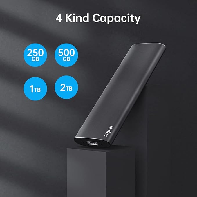 Netac 250GB Portable SSD USB 3.2 Gen 2 (10 Gbps, Type-C) External Solid State Drive Backup Slim Portable Drive for File Storage/Business Travel Essential, Rapid Read & Write Low Noise, Zslim-DeskLoop Office