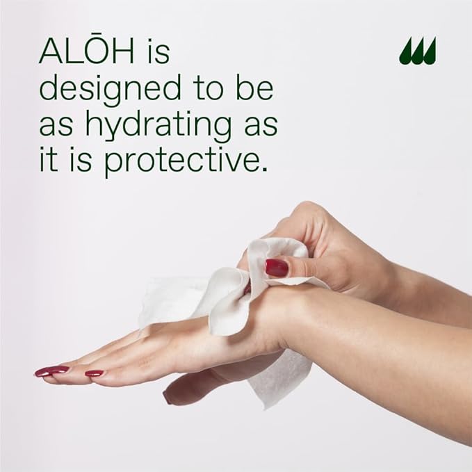 ALŌH Peppermint Eucalyptus Sanitizing Hand Wipes - Clean Hands, Clear Mind On The Go Sanitizer for Kids and Adults - Travel Size 6 packs of 20ct Wipes (120 Wipes)-DeskLoop Office