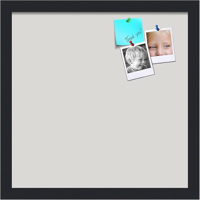 PinPix 15x15 Inch Cork Bulletin Board. This Decorative Framed Pin Board Comes with Light Stone Design and a Satin Black Frame. Ideal for Home Office Decor or Message Board (PinPix-1809)-DeskLoop Office