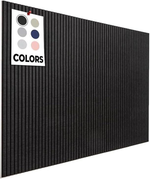 Large Bulletin Board, Tack Board, 59"x36" | 15 Pack | Wall Pin Board, Cork Board Alternative for Walls, Tablero de Corcho para Pared, Cord Board for Wall (Black Slats)-DeskLoop Office