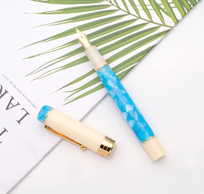 JINHAO 100 Fountain Pen with Ink Converter (Medium Nib 0.7mm, Sky Blue-B)-DeskLoop Office