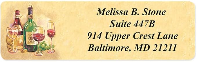 Vintage Wine Designer Rolled Address Labels with Elegant Plastic Dispenser-DeskLoop Office