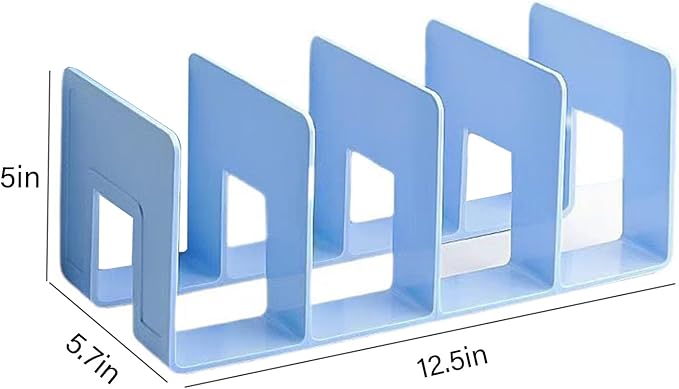 2PCS Acrylic File Organizer for Desk, Desktop Document/Mail Organizer, 4 Compartments Plastics Invisible Bookshelf Floating (12.5" x 5.7" x 5", SkyBlue)-DeskLoop Office
