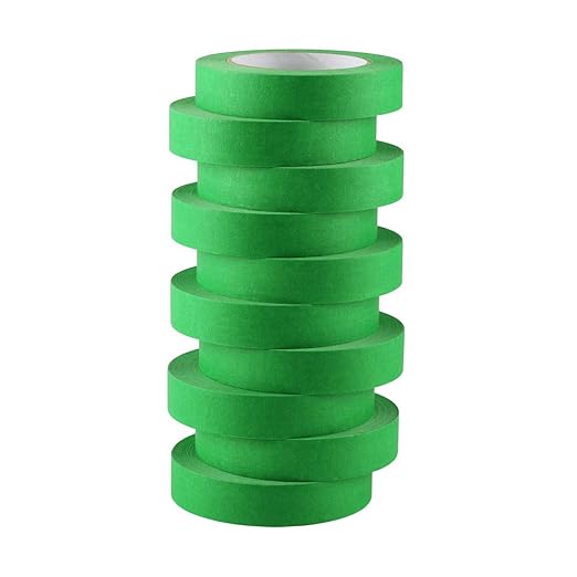 Lichamp 10 Pack Green Painters Tape 1 inch, Medium Adhesive Green Masking Tape Bulk Multi Pack, 1 inch x 55 Yards x 10 Rolls (550 Total Yards)-DeskLoop Office