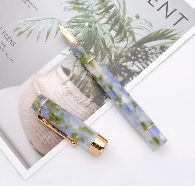 JINHAO 100 Fountain Pen with Ink Converter (Medium Nib 0.7mm, Seaweed Green)-DeskLoop Office