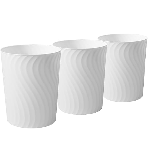 YGJT Small Trash Can, 3 Pack 1.8 Gallons Bathroom Trash Can, Slim Waste Basket, Round Garbage Can, Plastic Trash Bin for Kitchen, Dorm, Bedroom, Office, Living Room, Study, Compact Spaces(White)-DeskLoop Office