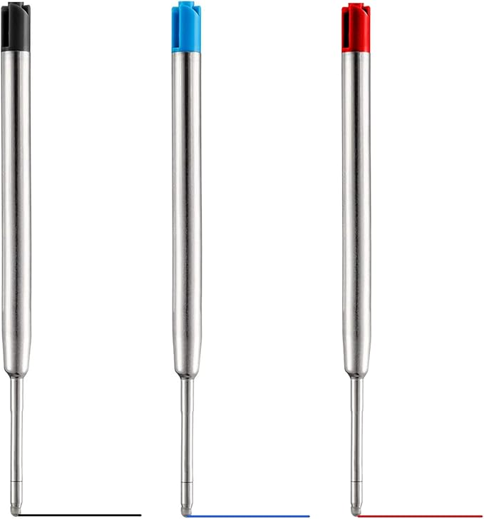 HeTaoCat Red Ink Refill Pack of 5, Replaceable Ballpoint Pen Refills, Medium Point Metal Refil (Red)-DeskLoop Office