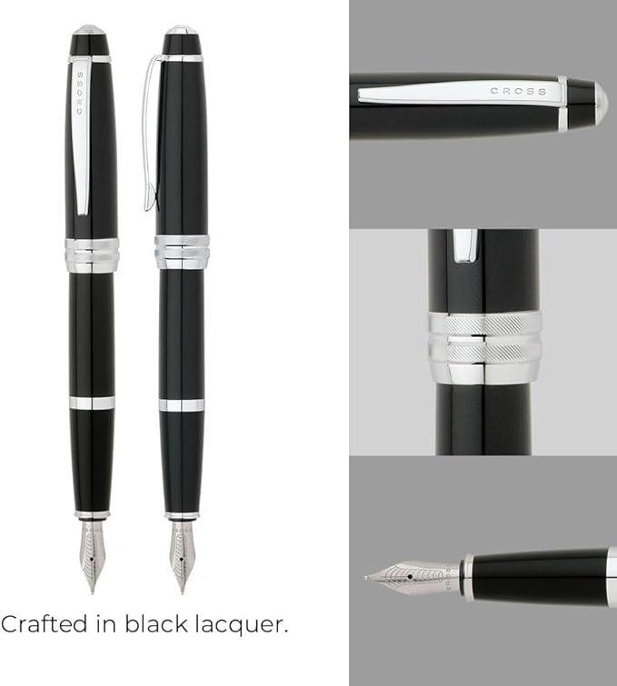 Cross Bailey Refillable Fountain Presented in a Premium Gift Box - Medium Point, Black Ink, Black-DeskLoop Office