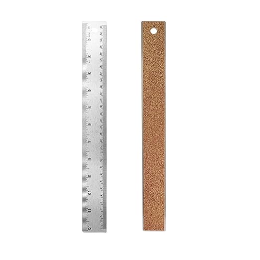 12-Inch Stainless Steel Metal Ruler with Non-Slip Cork Backing - 1 Pack-DeskLoop Office