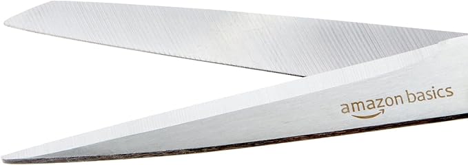 Amazon Basics Stainless Steel Scissors for Office, Crafts, Multipurpose, Sharp, Comfort Grip, PVD Coated, 3 Pack, Multicolor-DeskLoop Office