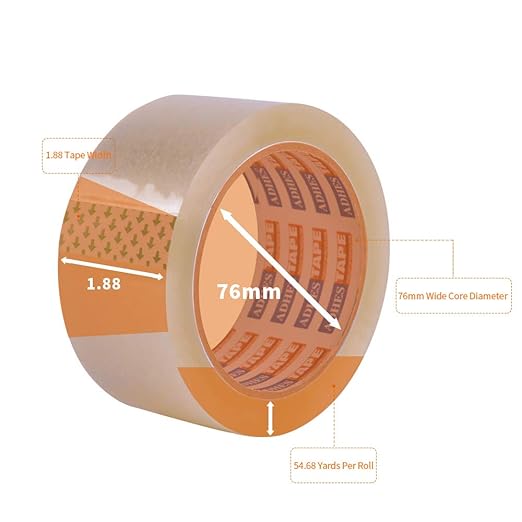 ADHES Shipping Tape Packaging Tape Packing Tape for Moving Boxes, 54.68yard Per Roll 1.88inch Width 2.6Mil Thickness-DeskLoop Office
