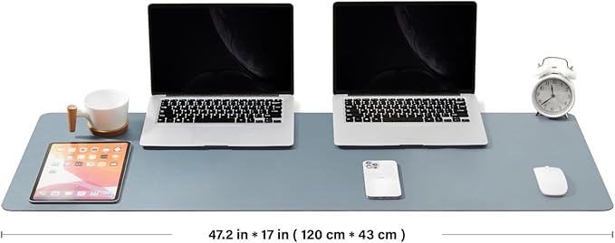 Large Cork Desk Mat - 47.2"x 17" Desk Pad for Office and Home - Ideal for Large Mouse Pad and Desk Mats on Top of Desks(Light Blue)-DeskLoop Office