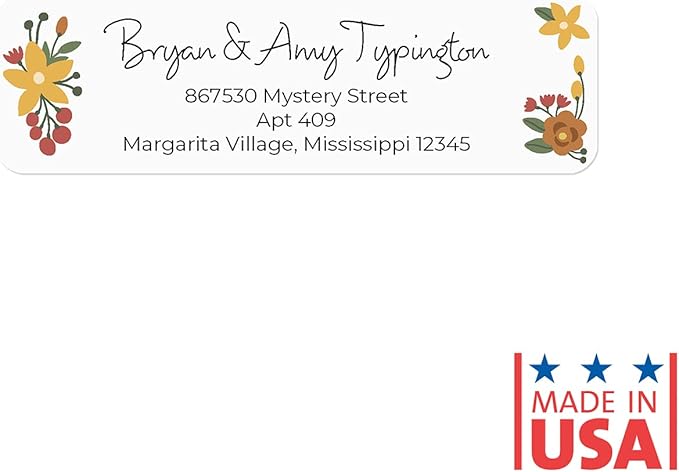 Retro Floral Rolled Address Labels/Roll of 500 Personalized Return Address Labels/Designer Return Address Stickers in Elegant Plastic Dispenser-DeskLoop Office