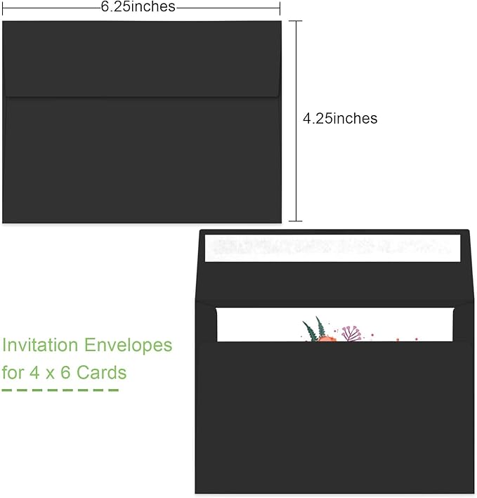 70 Packs A4 Envelope, Black A4 Envelopes, 4x6 Photo Envelopes for Invitations, Envelopes Self Seal for Weddings, Baby Shower, Photos, Postcards, Greeting Cards, Mailing-DeskLoop Office