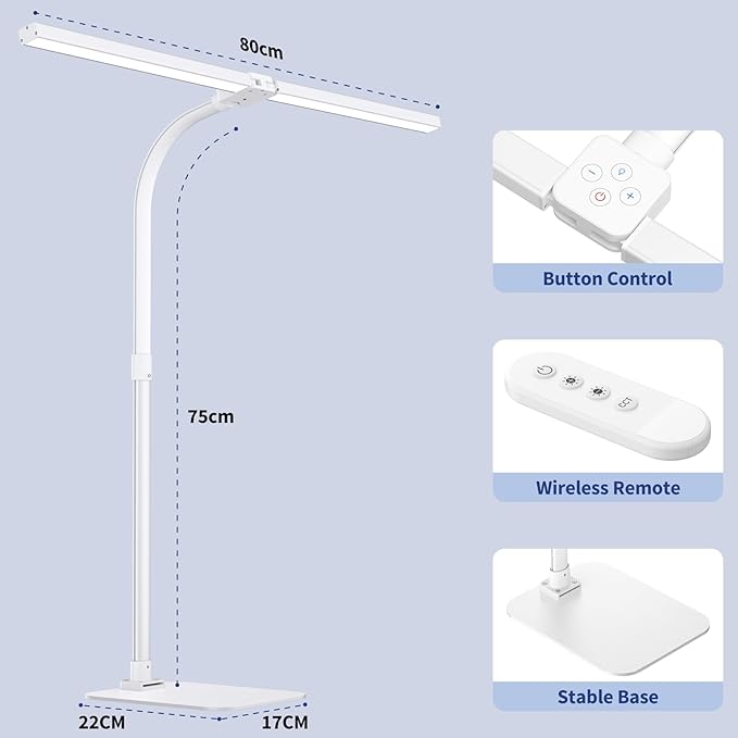 Desk Lamp Architect Task Dual Head Modern Flexible Gooseneck Tall Dimmable Light for Home Office, 5 Color Modes,Remote Control, 1500lm 24W Extra Bright Lighting-DeskLoop Office