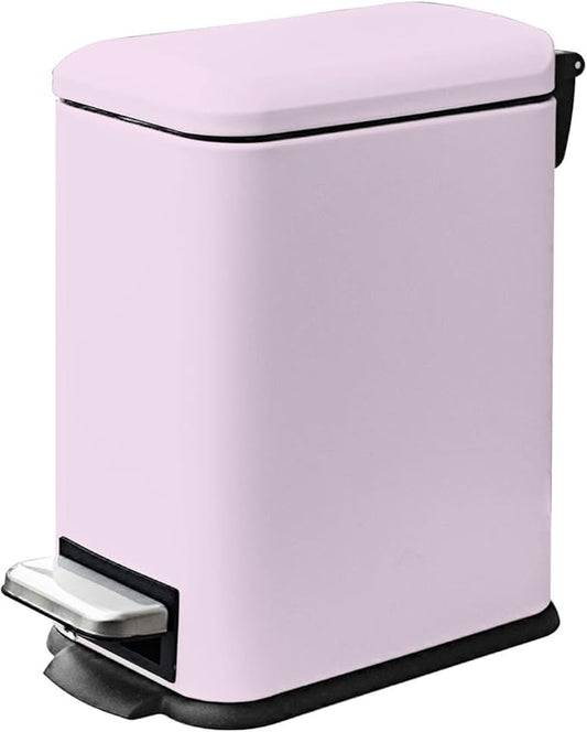 Pink Trash Can, 1.3 Gallon Bathroom Trash Can with Lid, Stainless Steel Pedal Trash Bin Removal Inner Bucket, Small Grabage Can for Bathroom,Bedroom,Home Office-DeskLoop Office
