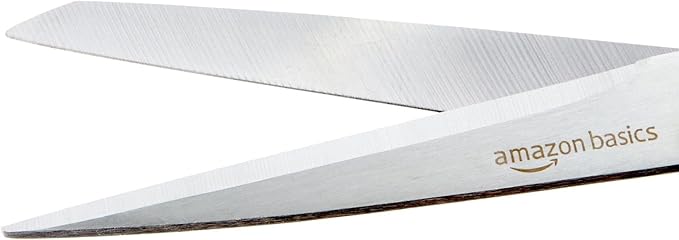 Amazon Basics Stainless Steel Scissors for Office, Crafts, Multipurpose, Sharp, Comfort Grip, PVD Coated, 2 Pack, Green and Grey-DeskLoop Office