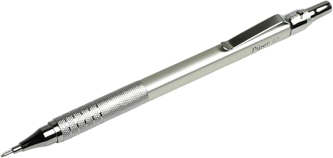 PIPER Quadrata Metal Mechanical Pencil 0.7mm with Erasers and HB #2 Lead Refills for Art, Sketching, Writing, Drafting (Satin Silver)-DeskLoop Office