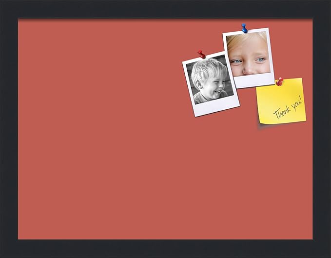 PinPix 16x12 Inch Cork Bulletin Board. This Decorative Framed Pin Board Comes with Crimson Pastel Design and a Satin Black Frame. Ideal for Home Office Decor or Message Board (PinPix-1807)-DeskLoop Office