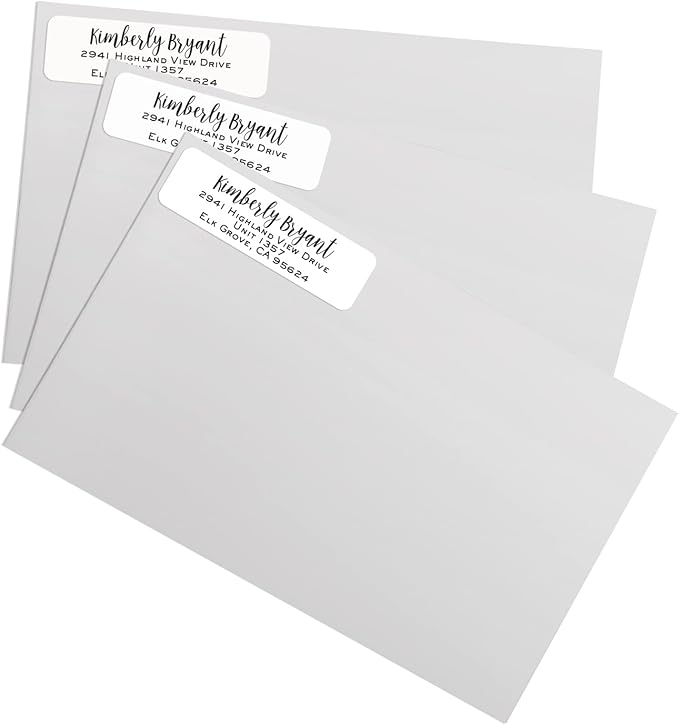 Mixed Script Font Rolled Address Labels/Roll of 500 Chic Black and White Personalized Address Labels/Designer Return Address Stickers in Elegant Plastic Dispenser-DeskLoop Office