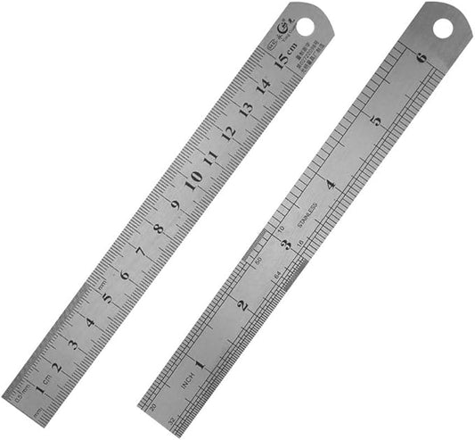 6 Inch Stainless Steel Ruler 2 Pack.-DeskLoop Office
