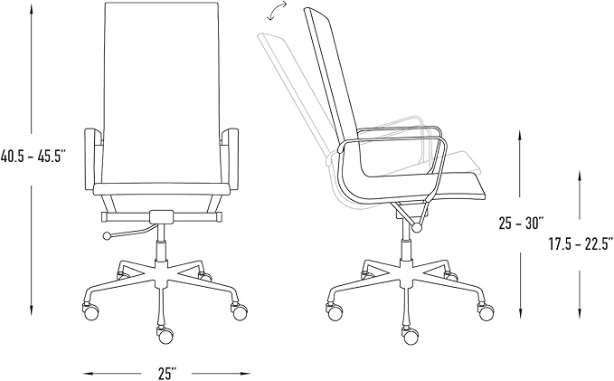 Laura Davidson Furniture SOHO II Ribbed Office Chair - Tall Back Desk Chair with Arm Rest, Swivel & Cushion Availability, Made of Faux Leather, Black, Computer Chair-DeskLoop Office