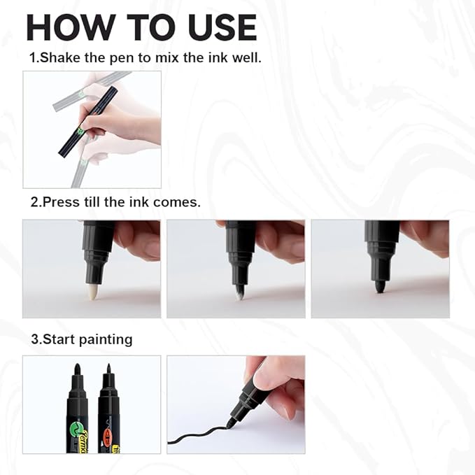 TRANSON 2 Black Dual-tip Permanent Paint Markers Oil Based Waterproof-DeskLoop Office
