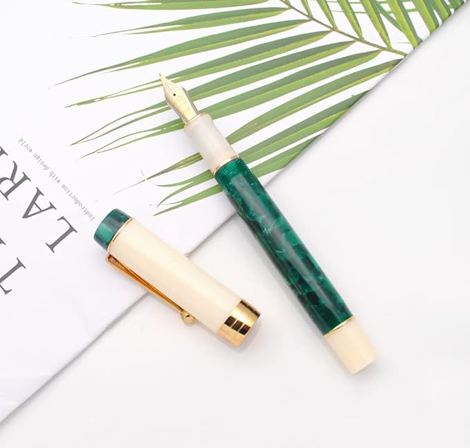 JINHAO 100 Fountain Pen with Ink Converter (Medium Nib 0.7mm, Deep Sea Green-A)-DeskLoop Office