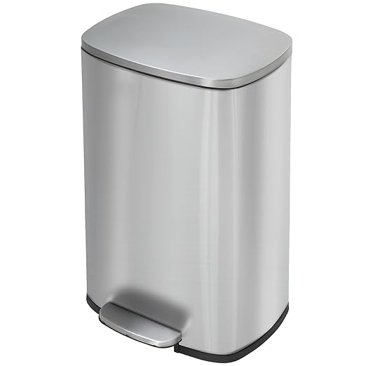 PayLessHere 13 Gallon (50L) in Home Recycling Bin Kitchen Stainless Steel Recycling Bin with Lid Removable Inner Bucket Foot Pedal Soft Close for Office Home Kitchen Garbage Can Trash Bin-DeskLoop Office