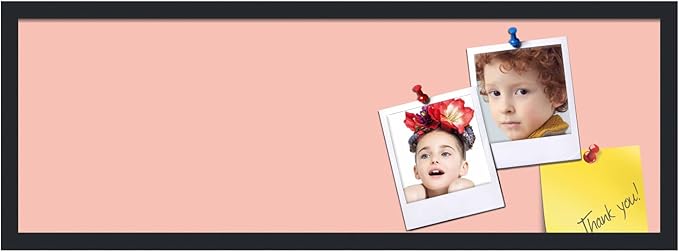 PinPix 36x12 Inch Cork Bulletin Board. This Decorative Framed Pin Board Comes with Pink Pastel Design and a Satin Black Frame. Ideal for Home Office Decor or Message Board (PinPix-1813)-DeskLoop Office