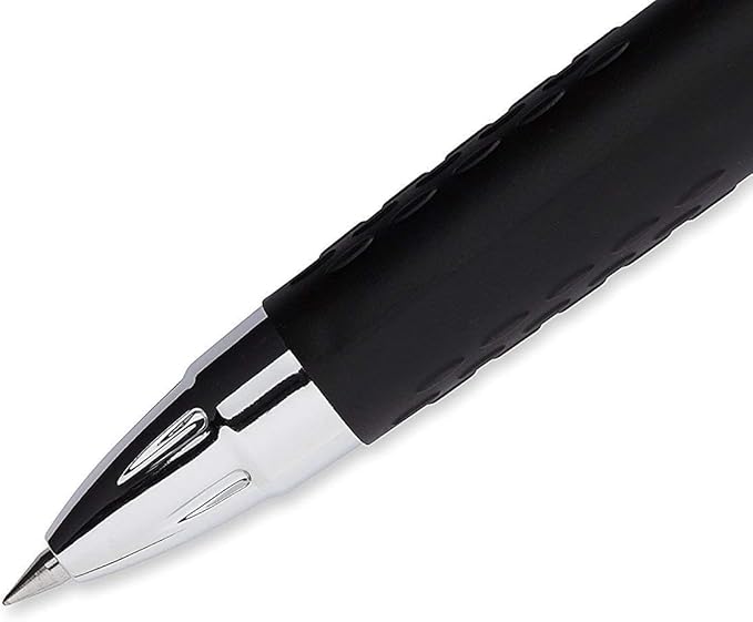 Signo 207 Roller Ball Retractable Gel Pens, Bold Point (1.0mm), Black And Blue Ink, 6 Count, Bundle with Plastic Reusable Pouch-DeskLoop Office