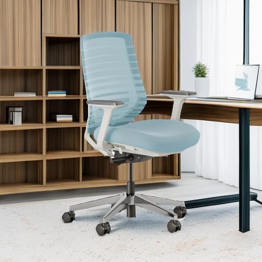 Branch Ergonomic Chair - A Versatile Desk Chair with Adjustable Lumbar Support, Breathable Mesh Backrest, and Smooth Wheels - Experience Optimal Comfort and Support - Light Blue-DeskLoop Office