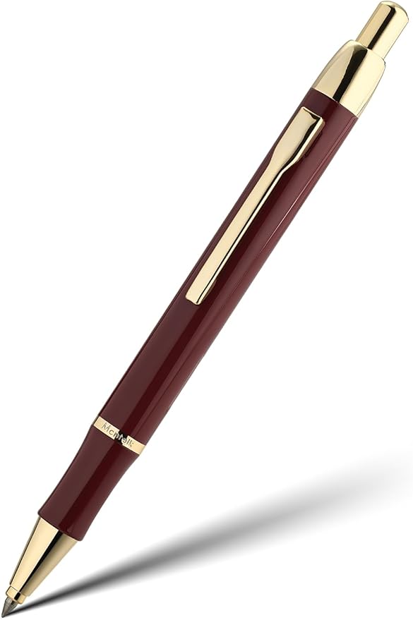 Red Gel Pen With 24K Gold Finish, Fine lacquer work, Fancy Men's And Women's Gift Set, Professional, ADMOK Black Refill, Smooth Writing, Executive, Commercial, Click, Nice Retractable Pens-DeskLoop Office