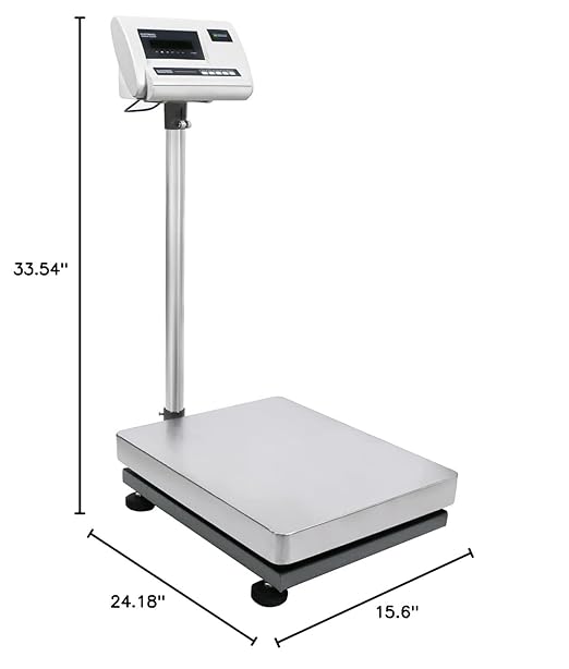 U.S. Solid Bench Scale 350 lb x 0.02 lb Stainless Steel Postal Package Shipping Scale Digital Bench Platform Balance with 16” x 20” Platform, Lb/Kg-DeskLoop Office