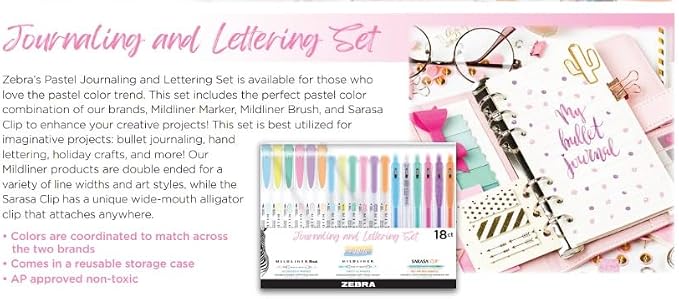 Zebra Pen Journaling and Lettering Set, Includes 6 Mildliner Highlighters - Image 3