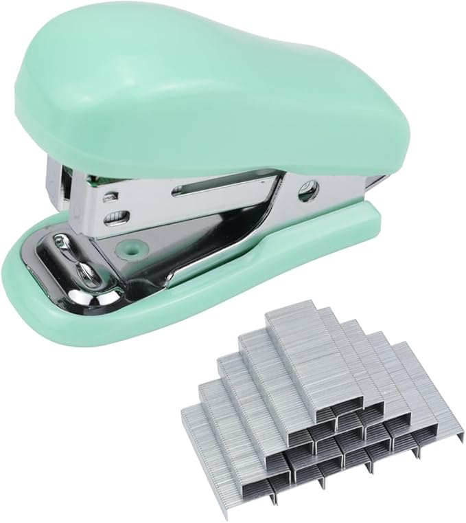 Mini Desktop Stapler Set,20 Sheet Capacity,Includes Built-in Staple Remover and 750PCS No.12 Staples,Small Cute Stapler for Office and School Supplies (Green)-DeskLoop Office