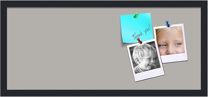 PinPix 28x12 Inch Cork Bulletin Board. This Decorative Framed Pin Board Comes with Dark Stone Design and a Satin Black Frame. Ideal for Home Office Decor or Message Board (PinPix-1808)-DeskLoop Office