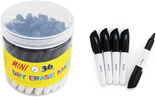 SKKSTATIONERY 36 Pcs Mini Dry Erase Markers, Whiteboard Markers, Marker Pens 3.5'', Black.-DeskLoop Office
