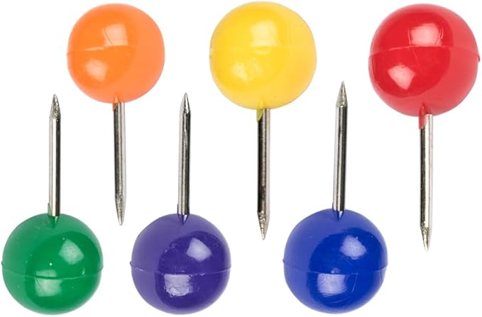 JAM PAPER Colorful Push Pins - Round Head Map Thumb Tacks - Assorted Rainbow Colors - 600/Pack-DeskLoop Office