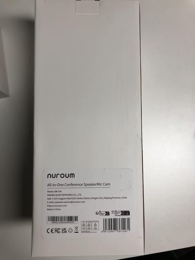NUROUM C46 4K Video Conference Webcam, 8MP CMOS/AI Auto-Framing/5x Zoom, Conference Room Camera with Noise Cancelling Microphone&Speaker, 16ft Voice Pickup for PC/Laptop Zoom/Teams-DeskLoop Office