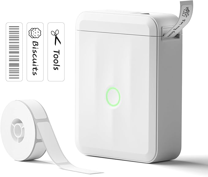 NIIMBOT Label Maker Machine Bluetooth Label Printer for School Home Office Organization, Wireless Mini Labeler D110 Upgraded Version, Label Machine with Label, White-DeskLoop Office